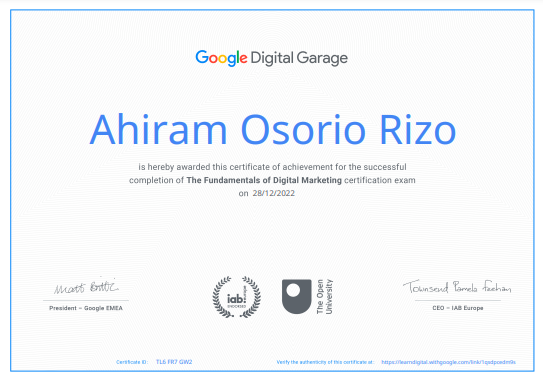 Digital Marketing certificate